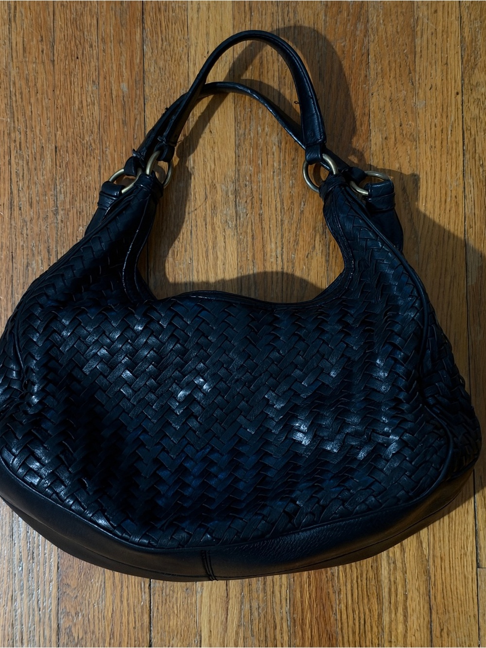 cole haan village weave leather hobo purse